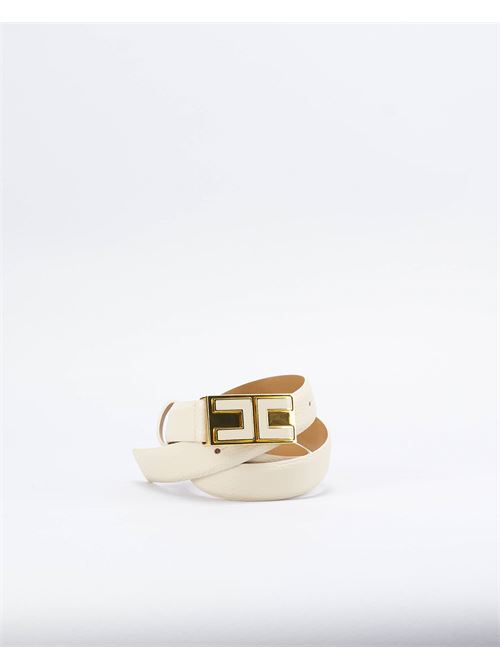 Leather belt with enamel logo plaque Elisabetta Franchi ELISABETTA FRANCHI | Belt | CT02S46E2193